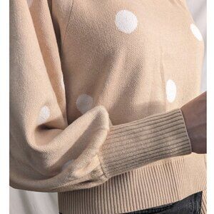 PHILOSOPHY Polka Dot Beige Juliet-Sleeved Sweater S (can easily fit M)